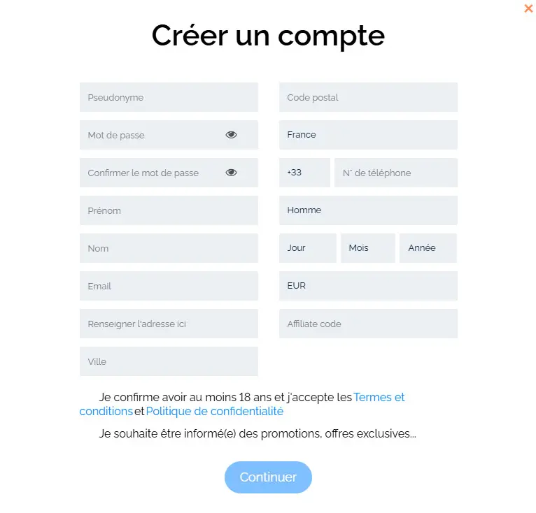 Processus d'inscription Grand Mondial Casino